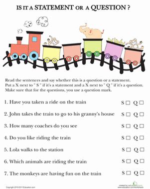 This activity also features five short fiction comprehension questions to check for understanding. Question or Statement? | Worksheet | Education.com