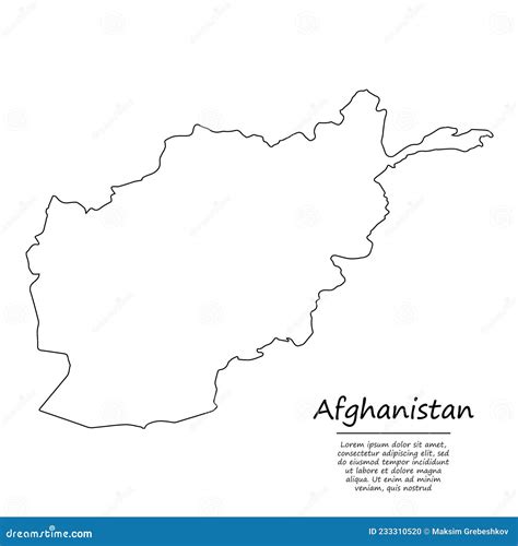 Simple Outline Map Of Afghanistan Silhouette In Sketch Line Sty Stock