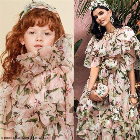 Dolce And Gabbana Girls Mini Me Pink Lily Print Silk Party Dress