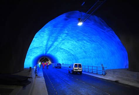 A Colorful Cavern Inside The New 144 Km Long Ryfylke Tunnel Near