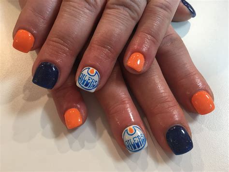Oilers Nails Hockey Nails Oilers Nail Ideas Nail Designs Nail Art