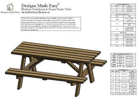 Traditional Picnic Table Easy Woodworking Plans 01 Free Etsy