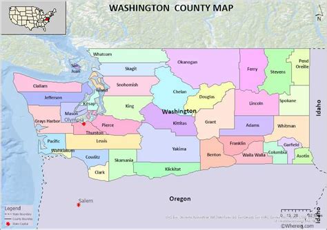 Washington State Counties Map Printable