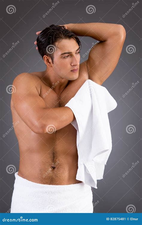 the handsome man after taking shower stock image image of masculine beautiful 82875481