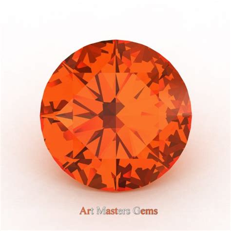 Art Masters Gems Calibrated 10 Ct Round Orange Sapphire Created