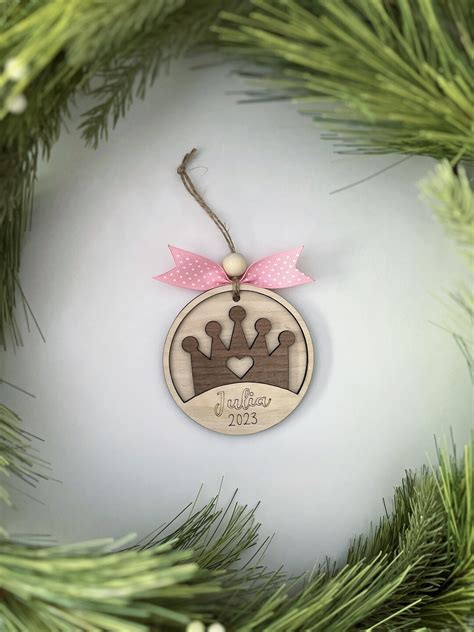Custom Layered Wooden Princess Crown Tiara Christmas Ornament Etsy