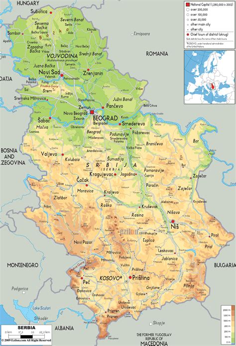 Physical Map Of Serbia Geography Map Serbia Physical Map