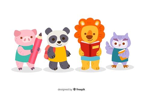 Free Vector Back To School Cute Animal Collection