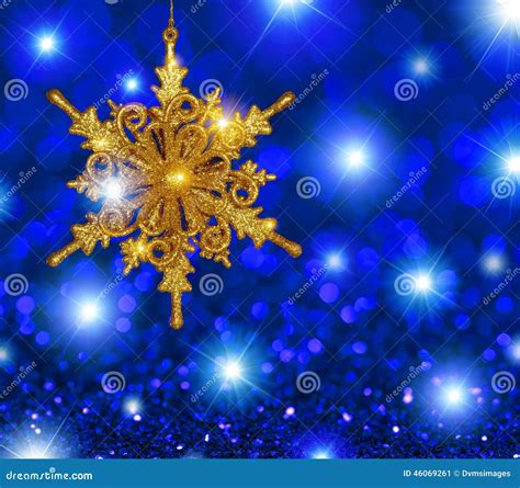 Gold Snowflake Star On Blue Stars Background Stock Photo Image 46069261