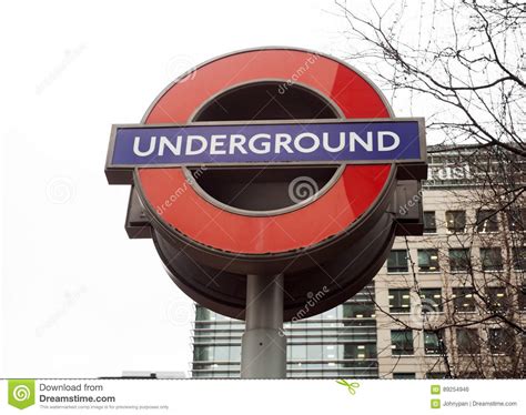 The Famous London Underground Sign Outdoors In Central City Editorial