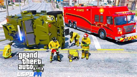 Gta 5 Firefighter Mod Heavy Rescue Responding To Flipped Over Swat Mrap