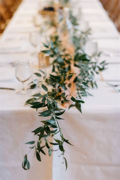 Simple Greenery Foliage Table Runner With Italian Ruscus Floral By
