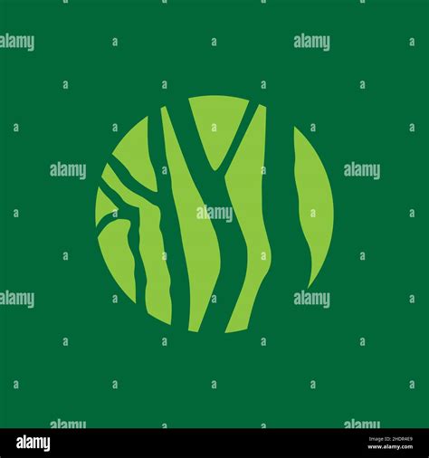 Negative Space Circle With Green Trees Forest Logo Design Vector