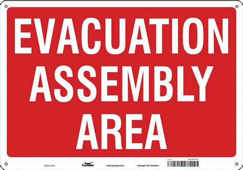 Condor Safety Sign Evacuation Assembly Area Sign Header No Header