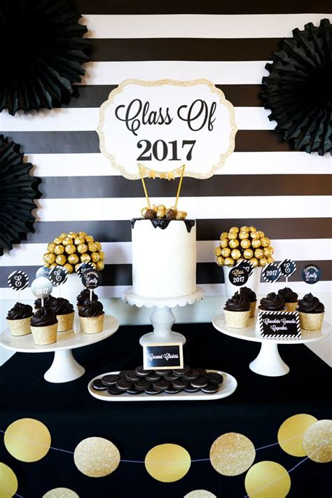 Make A Statement With This Bold Black And Gold Graduation Party For