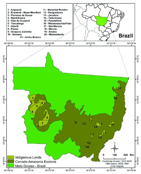 Indigenous Lands Located In Cerrado Amazonia Ecotone Of Mato Grosso