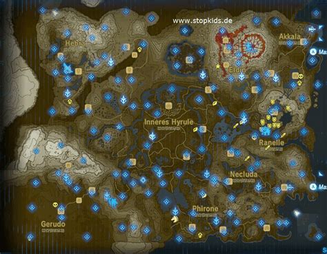 The Legend Of Zelda Breath Of The Wild Shrine Locations Map