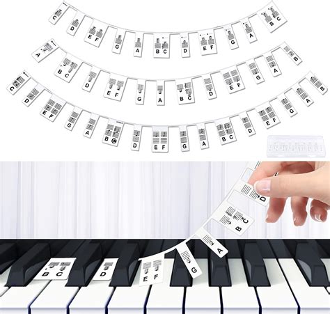 Removable Piano Keyboard Note Labels 88 Key Full Size Reusable