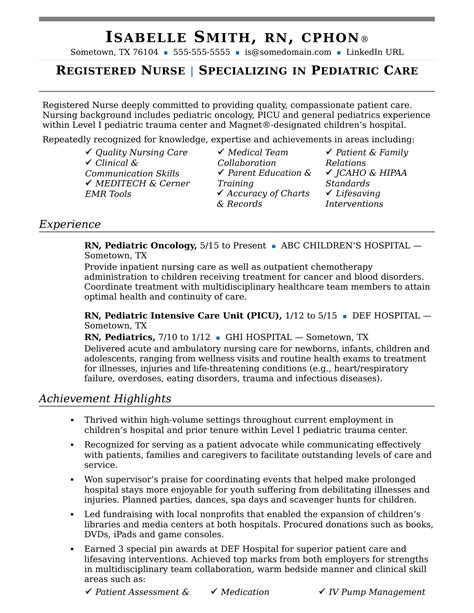 Nurse managers must manage all unit functions that affect patient care and must embody the skill sets needed to be effective leaders slide 8. Pediatric Nurse Resume Sample
