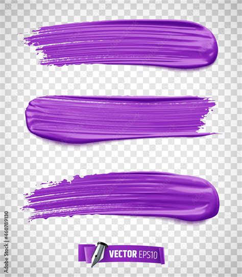 Vector Realistic Purple Paint Brush Strokes On A Transparent Background