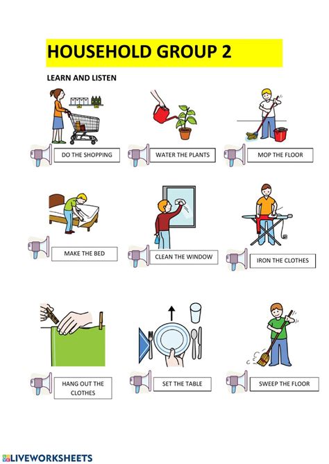 Household Chores Interactive Worksheet