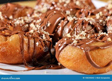 Greek Donut With Syrup And Chocolate Loukoumades Stock Photo Image Of