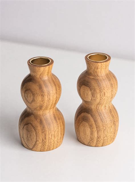 The Brandypot Wooden Candle Holder Wood Candle Sticks Wooden