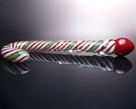 glass dildo large candy cane