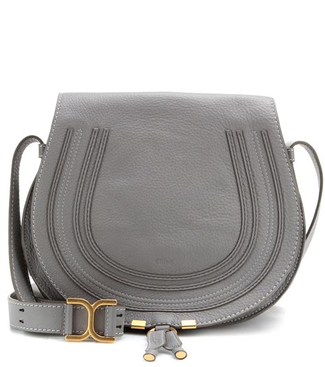 Lyst Chloé Marcie Leather Crossbody Bag In Gray