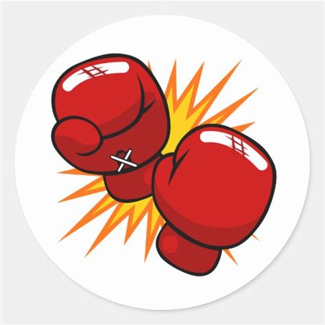 Cartoon Boxing Gloves Classic Round Sticker