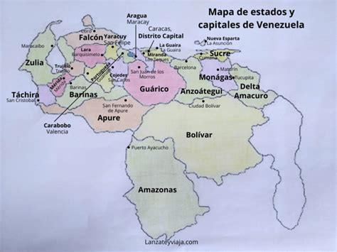 Cuáles son los Estados de Venezuela y sus Capitales Mapa