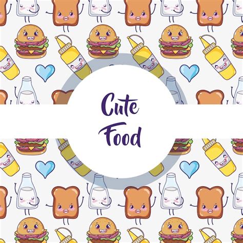 Premium Vector Cute Food Pattern Background Kawaii Cartoons