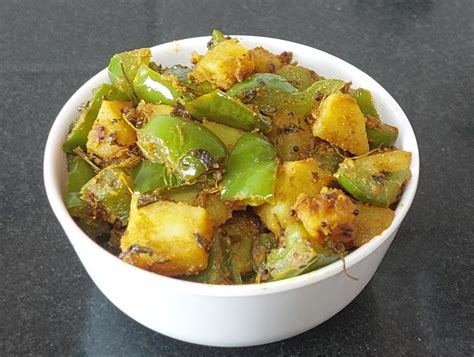 Aloo Capsicum Fry Tasty Indian Side Dish Recipe Delishably