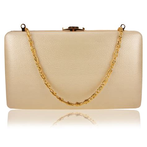 Agc00351a Gold Evening Clutch Bag With Gold Metal Work