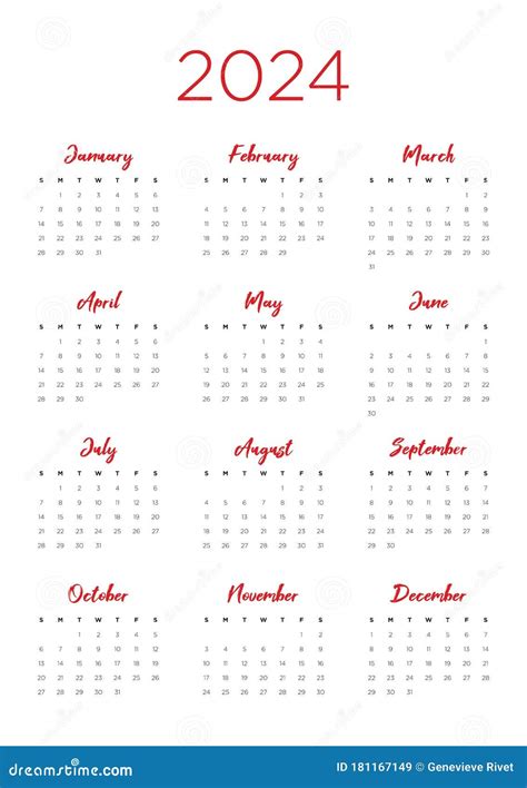 Calendar 2024 And 2025 Years English Colorful Vector Set Horizontal