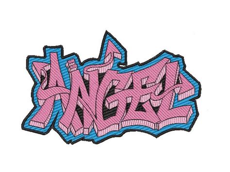 Angel Graffiti Embroidery Design Smalllarge Sizes Etsy