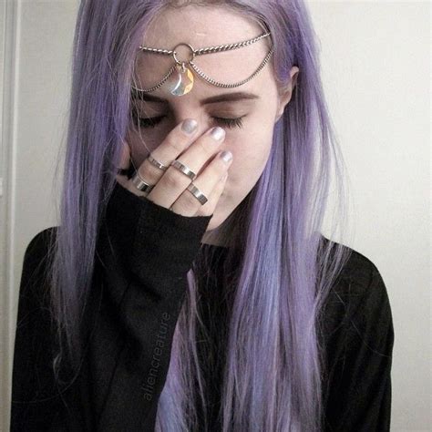 Indie Aliencreature Purple Hair Style Cute Moon Rings