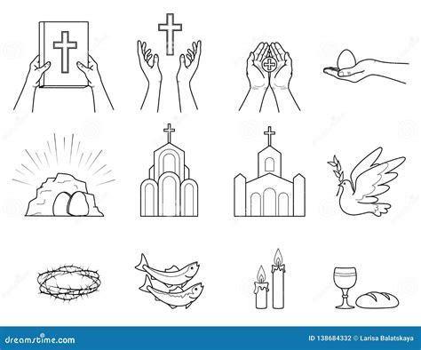 Symboles Et Signes Chrétiens Religieux Illustration De Vecteur
