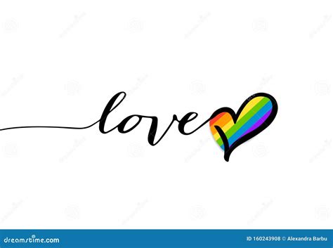 Gay Pride Black Text Love Love Colorful Gay Rainbow Heart Background