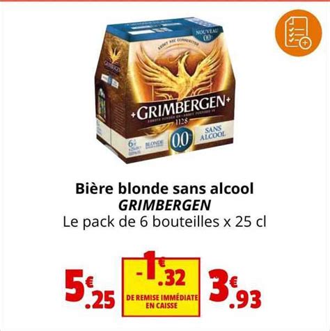 Promo Bière Blonde Sans Alcool Grimbergen Chez Coccinelle Express