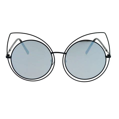 Sa106 Womens Wire Rim Bat Cat Eye Round Circle Lens Retro Sunglasses Ebay