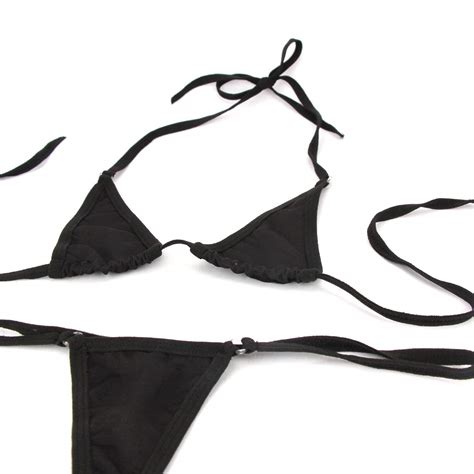 women micro g string bikini 2 piece swimsuit sheer extreme mini thong set bathing suit swimwear