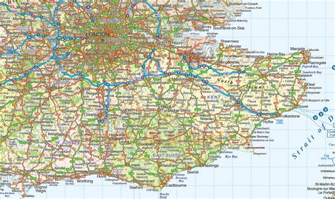 Simple map of se england showing county boundaries. Vector South East England Map. County Political Road and ...