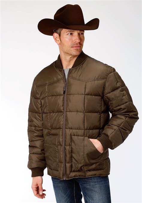 Roper Mens Chocolate Polyester Quilted Insulated Jacket The Western
