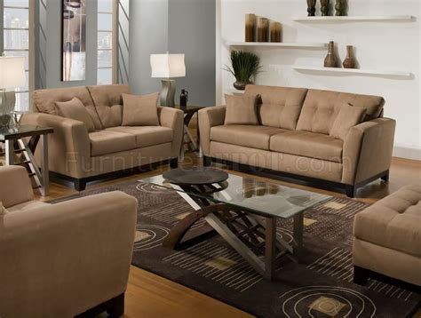 Latte Microfiber Modern Sofa And Loveseat Set Woptional Items