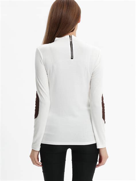 White Long Sleeve Turtleneck T Shirt Shein Sheinside