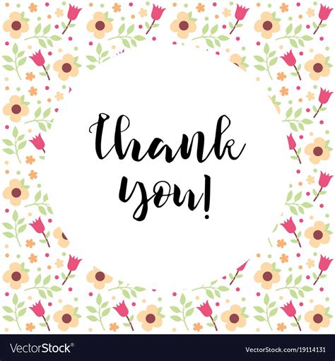 Beautiful Thank You Card With Floral Background Vector Image