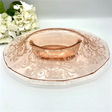 Fostoria Glass Versailles Etched Pink Console Bowl Rose Pink Etsy