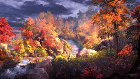 1920x1080 Fantasy Autumn Painting 4k Laptop Full Hd 1080p Hd 4k Wallpapers Images Backgrounds