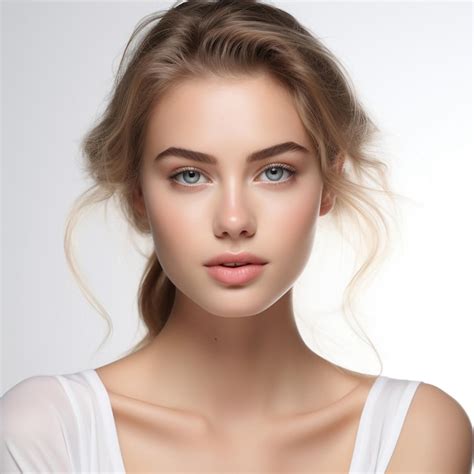 Premium AI Image Beauty Woman Face Portrait Beautiful Spa Model Girl With Perfect Fresh Clean